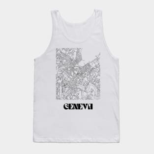 Retro Map of Geneva Switzerland Minimalist Line Drawing Tank Top